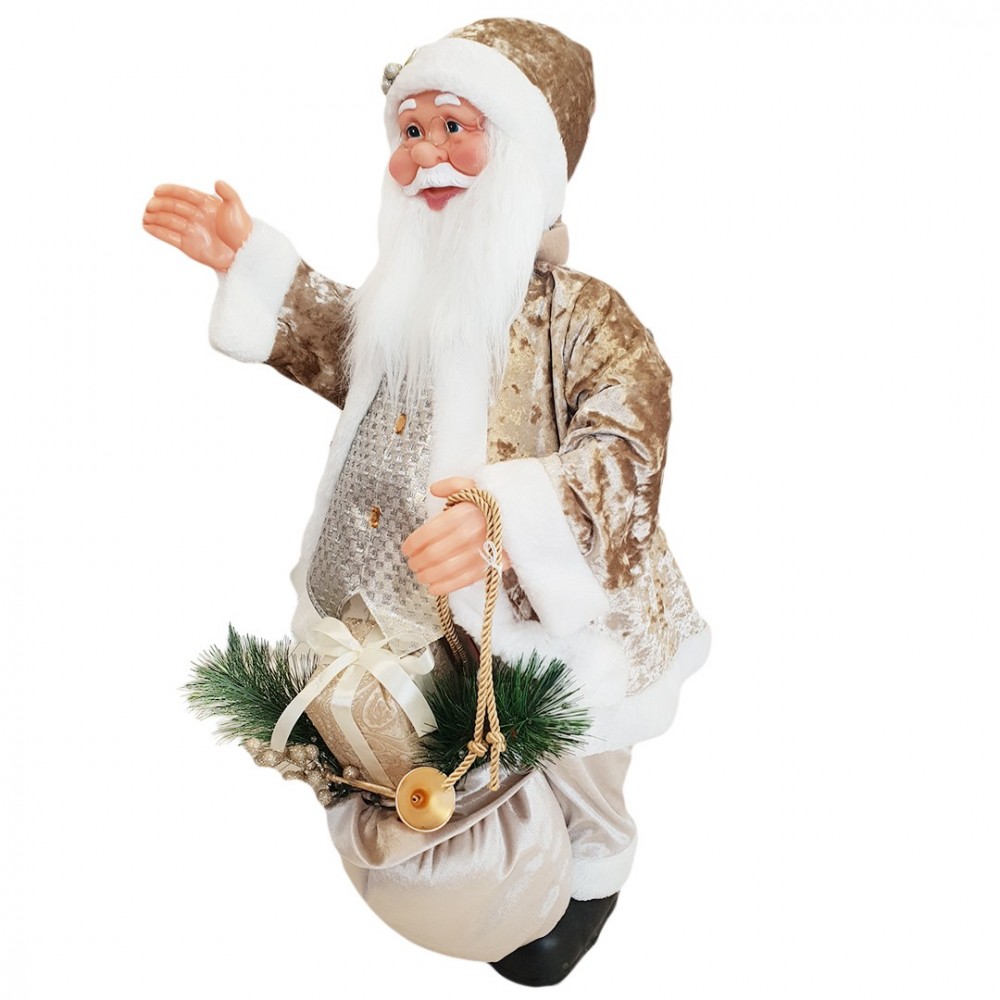 144237 Papá Noel Champagne terciopelo 80Hcm con...