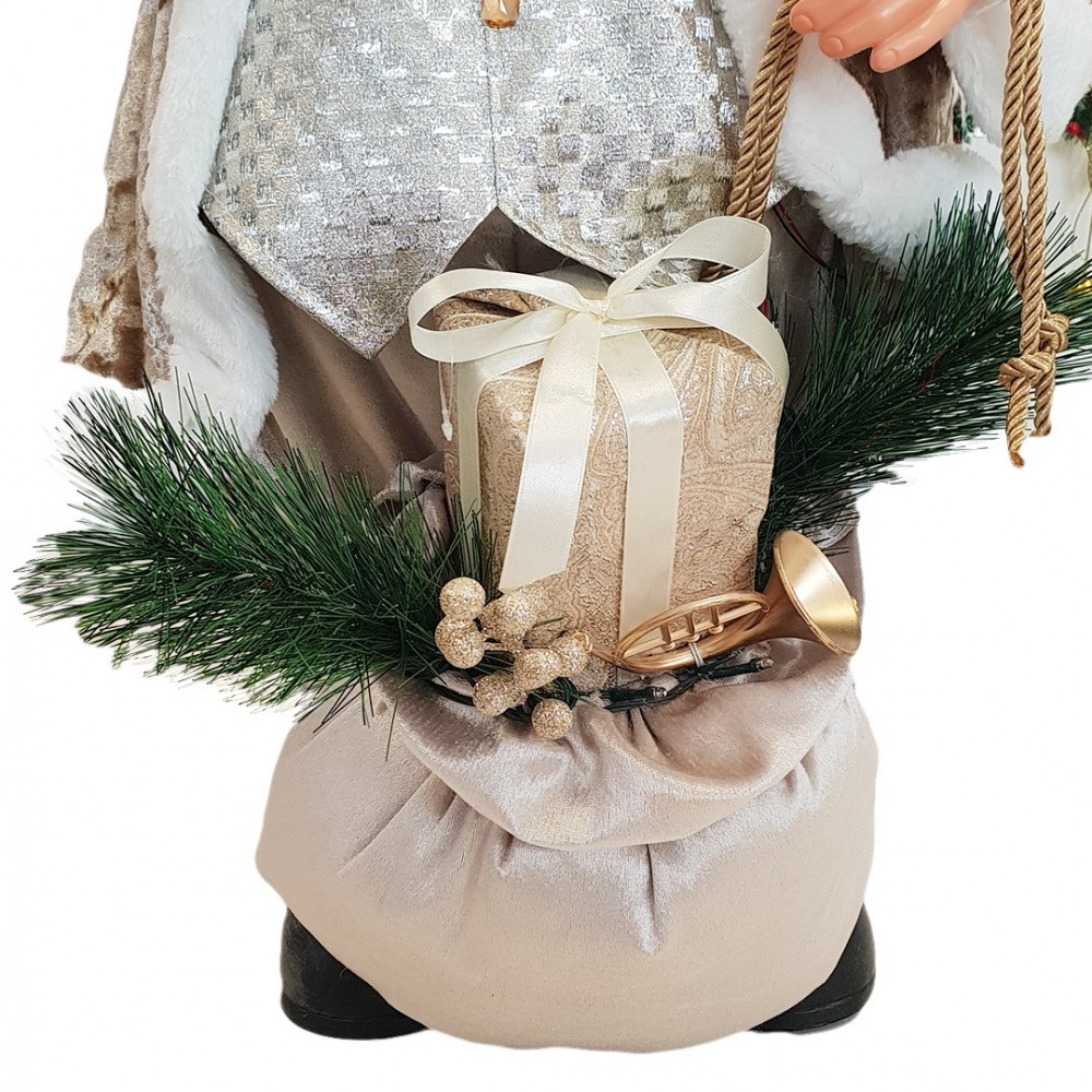 144237 Papá Noel Champagne terciopelo 80Hcm con...