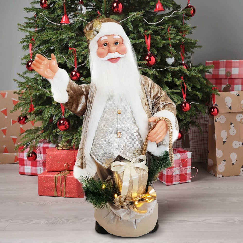 144237 Papá Noel Champagne terciopelo 80Hcm con...