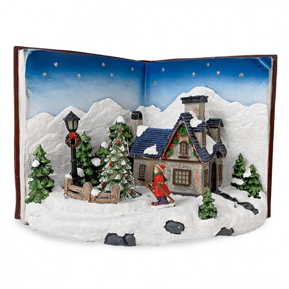 361018 Libro azul pueblo navideño con Luces, Sonidos y Movimiento 33Lx19Px22H cm