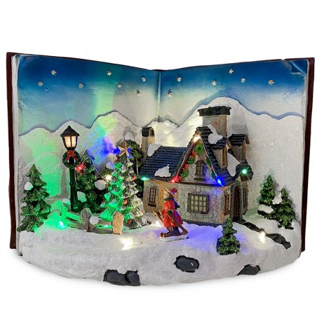 361018 Libro azul pueblo navideño con Luces, Sonidos y Movimiento 33Lx19Px22H cm