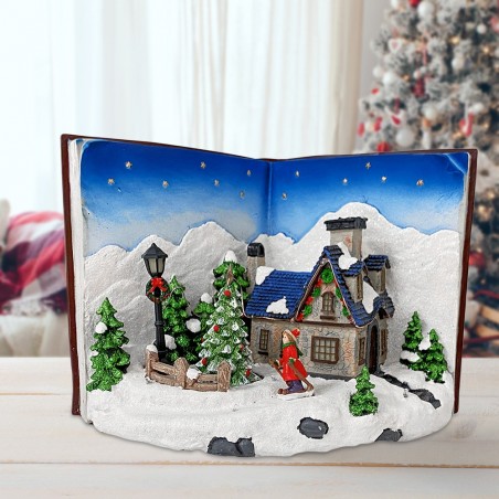 361018 Libro azul pueblo navideño con Luces, Sonidos y Movimiento 33Lx19Px22H cm