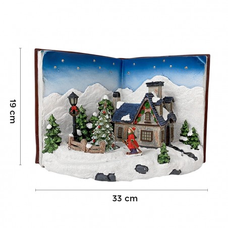 361018 Libro azul pueblo navideño con Luces, Sonidos y Movimiento 33Lx19Px22H cm