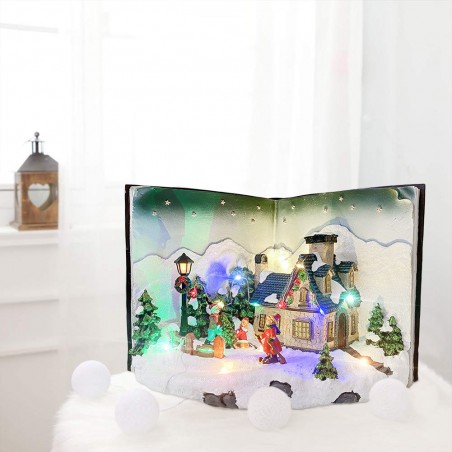 361019 Libro Pueblo Navideño GRIS con Movimiento, Luces y Sonidos 31Lx19Px21H cm
