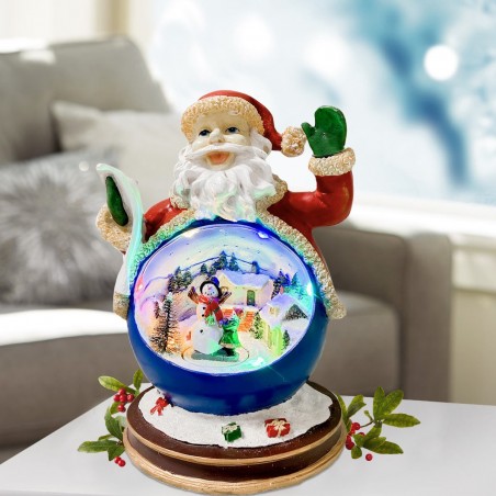 361025 Papá Noel en Resina con Luces, Música y Movimiento con Escenario Navideño
