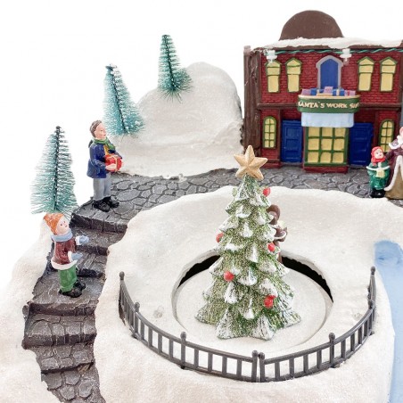 Pueblo Navideño Nevado 361038 Carrusel con Luces Sonidos Movimiento 37x21x27 cm