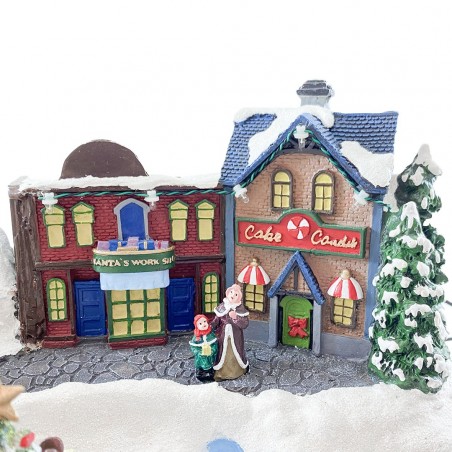 Pueblo Navideño Nevado 361038 Carrusel con Luces Sonidos Movimiento 37x21x27 cm