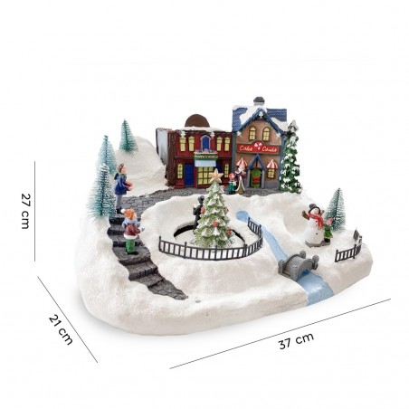 Pueblo Navideño Nevado 361038 Carrusel con Luces Sonidos Movimiento 37x21x27 cm