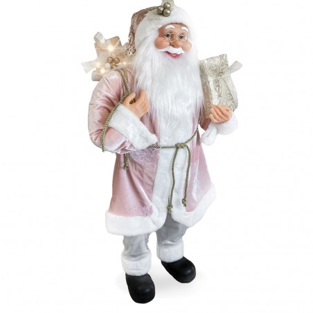 144214 Papá Noel Decoración Vestido terciopelo ROSA 110H con Luces y Sonido
