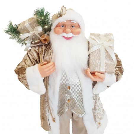 144239 Papá Noel Decoración Vestido terciopelo Champagne 120H con Luces y Sonido