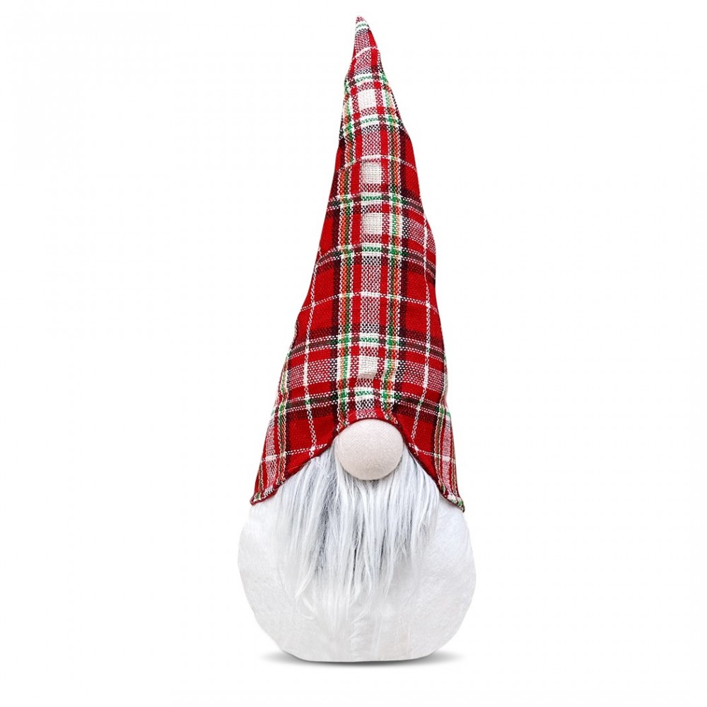 305182 Gnomo navideño vestido escocés y barba decoración con luz 15x13xH45 cm