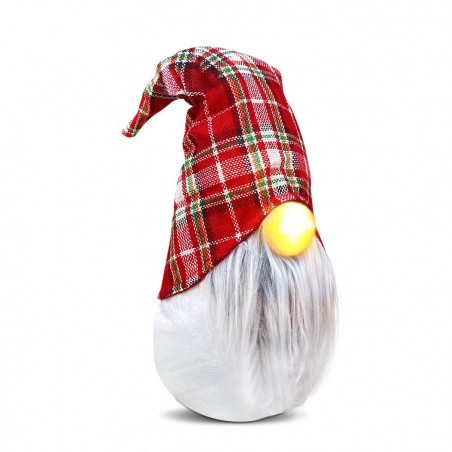 305182 Gnomo navideño vestido escocés y barba decoración con luz 15x13xH45 cm