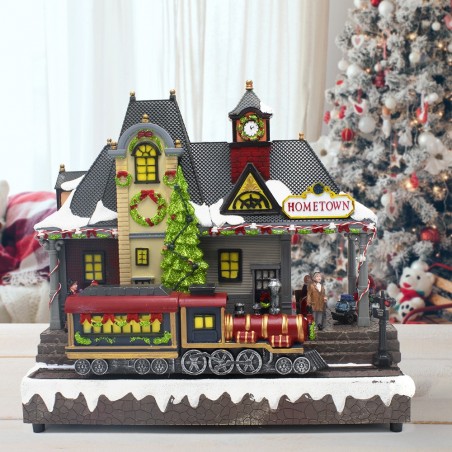 Pueblo Navideño 899898 Estación nevada, luces, sonidos, movimiento 30Hx15Px32Lcm