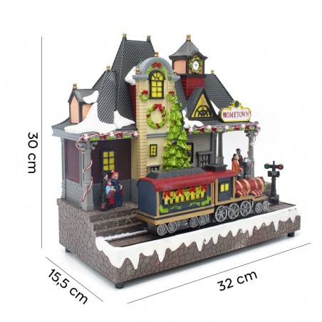 Pueblo Navideño 899898 Estación nevada, luces, sonidos, movimiento 30Hx15Px32Lcm