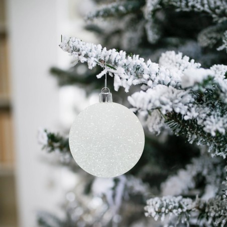 389089 Paquete de 24 Bolas de Navidad 7 cm blancas Decoraciones para los árboles