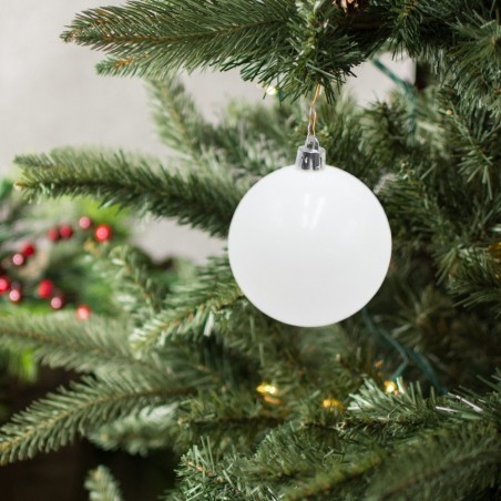 389089 Paquete de 24 Bolas de Navidad 7 cm blancas Decoraciones para los árboles