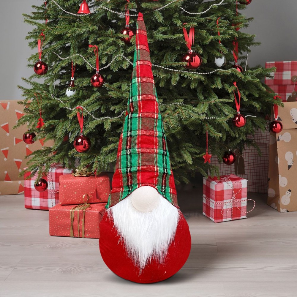 305183 Gnomo navideño vestido escocés y barba decoración con luz 22x17xH65 cm