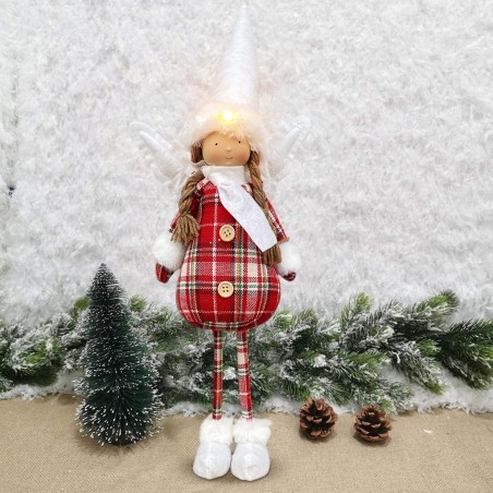 305188 Hada navideña con vestido cuadros y vestido de tela ligera 65Hx20Lx12Pcm
