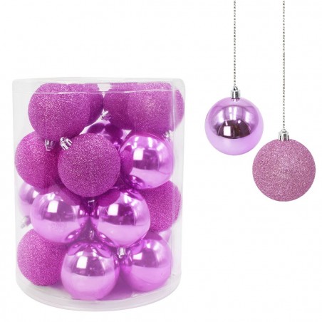389088 Paquete 24 Bolas de Navidad 7 cm Rosas Decoraciones para los árboles