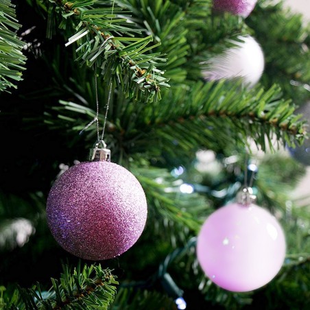 389088 Paquete 24 Bolas de Navidad 7 cm Rosas Decoraciones para los árboles