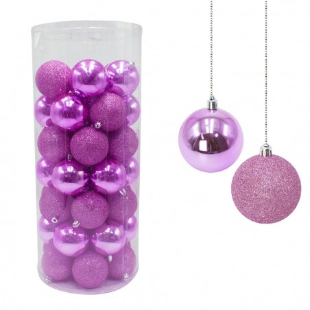 389095 Paquete 48 Bolas de Navidad 7 cm ROSAS Decoraciones para los árboles