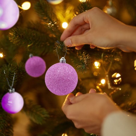 389095 Paquete 48 Bolas de Navidad 7 cm ROSAS Decoraciones para los árboles