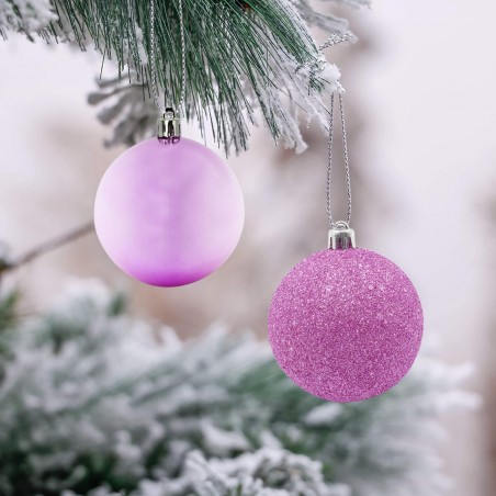 389095 Paquete 48 Bolas de Navidad 7 cm ROSAS Decoraciones para los árboles