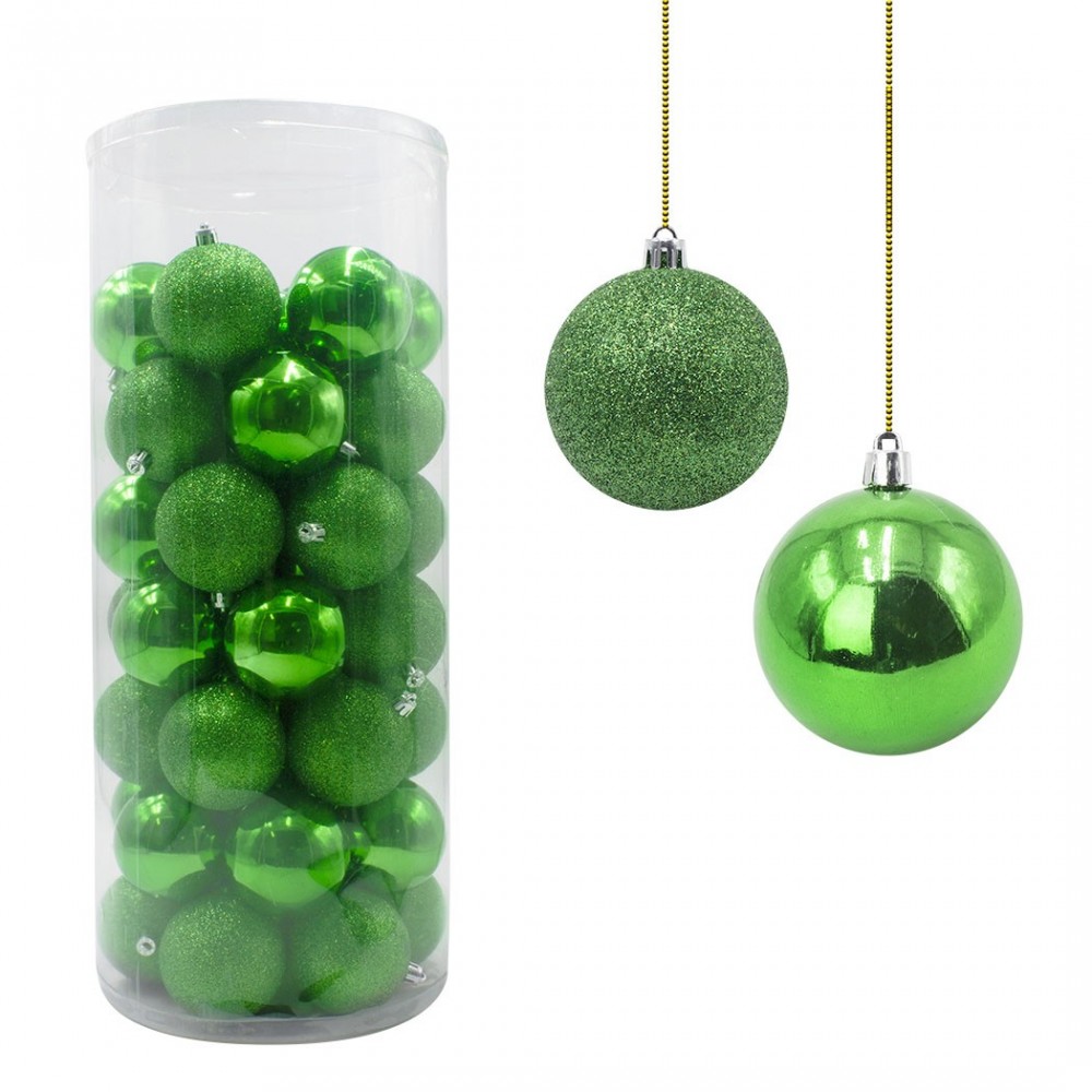 389097 Paquete 48 Bolas de Navidad 7 cm VERDE Decoraciones para los árboles