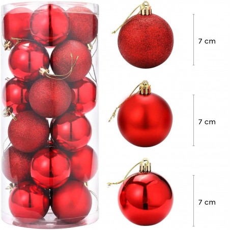 389093 Paquete 48 Bolas de Navidad 7 cm ROJO Decoraciones para los árboles