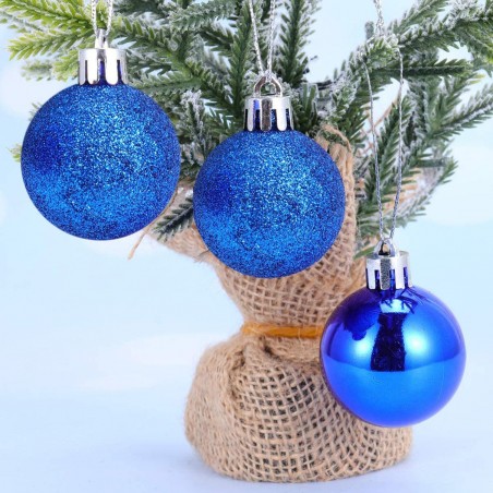 389091 Paquete 24 Bolas de Navidad 7 cm AZULES Decoraciones para los árboles