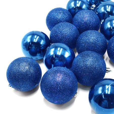 389091 Paquete 24 Bolas de Navidad 7 cm AZULES Decoraciones para los árboles