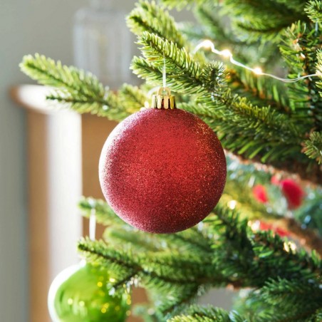 389086 Paquete 24 Bolas de Navidad 7 cm ROJO Decoraciones para los árboles