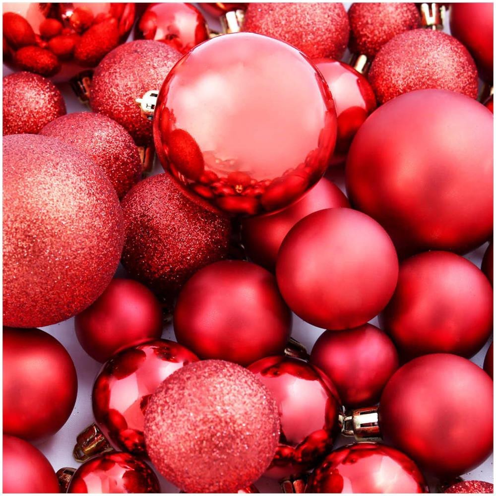 389086 Paquete 24 Bolas de Navidad 7 cm ROJO...