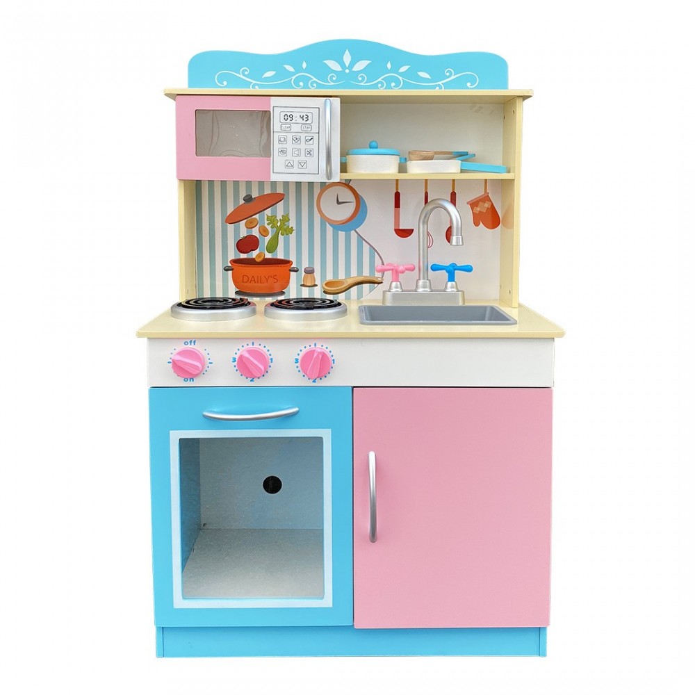 720700 Cocina chef para niños con accesorios en madera 90Hx30Px53L cm