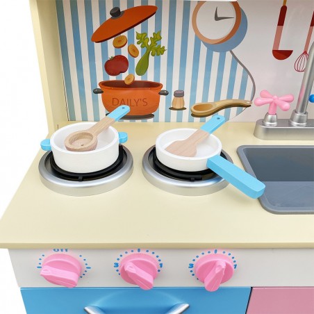 720700 Cocina chef para niños con accesorios en madera 90Hx30Px53L cm