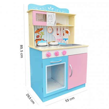 720700 Cocina chef para niños con accesorios en madera 90Hx30Px53L cm