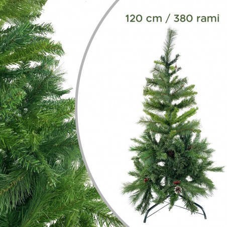 164049 Árbol de Navidad 120H cm 380 ramas plegables en abeto artificial de PVC