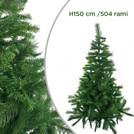 164048 Árbol de Navidad 150H cm 504 ramas plegables en abeto artificial de PVC