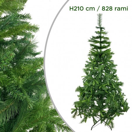 164046 Árbol de Navidad 210H cm 828 ramas plegables en abeto artificial de PVC