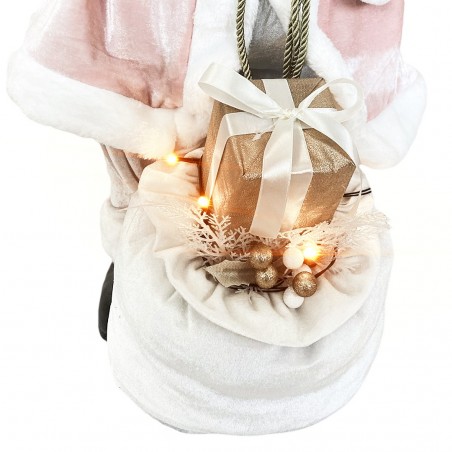 144213 Papá Noel Decoración terciopelo Rosa 80Hcm con música, luces y movimiento