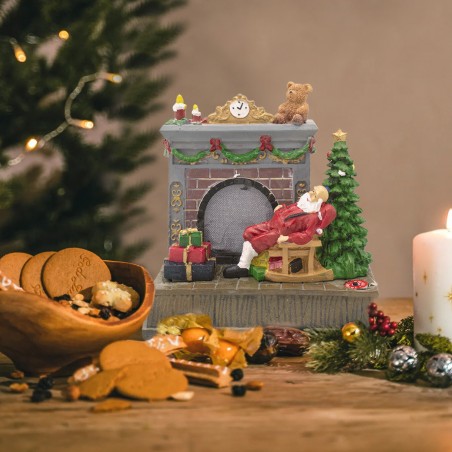 Chimenea navideña 997099 Carrusel Santa Claus con iluminación y música