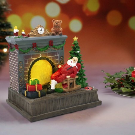 Chimenea navideña 997099 Carrusel Santa Claus con iluminación y música