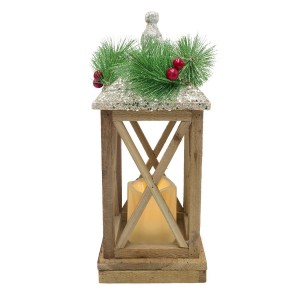 859748 Farol con vela navideña decoración de madera con...