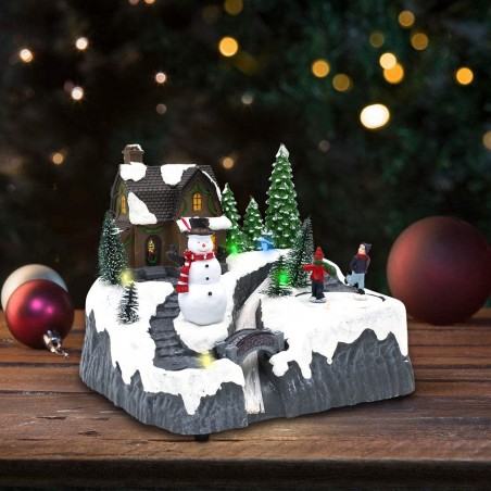 Carrusel de paisaje navideño nevado 753466 movimiento, luces y musica