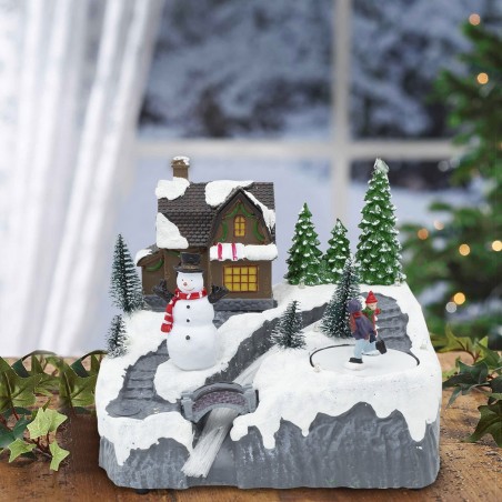 Carrusel de paisaje navideño nevado 753466 movimiento, luces y musica