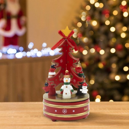 Caja música carrusel de madera 740237 Árbol de Navidad H22 música y movimiento