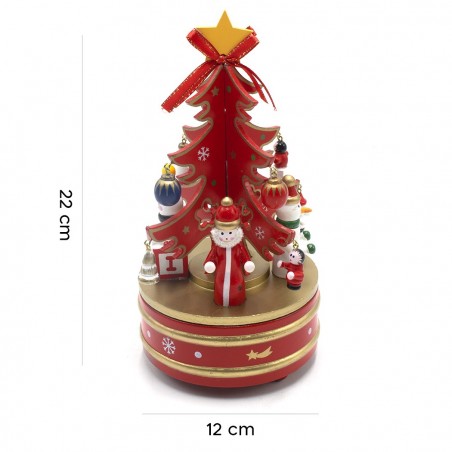 Caja música carrusel de madera 740237 Árbol de Navidad H22 música y movimiento