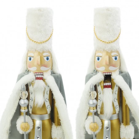 048390 Soldado cascanueces en madera decorado con cetro 50H cm