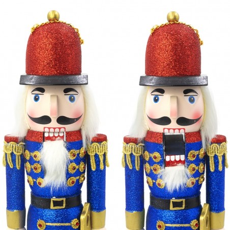 048086 Soldado cascanueces estructura de madera con purpurina 38H cm