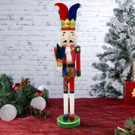 030166 Soldado cascanueces bufón Decoración navideña en madera H50 cm